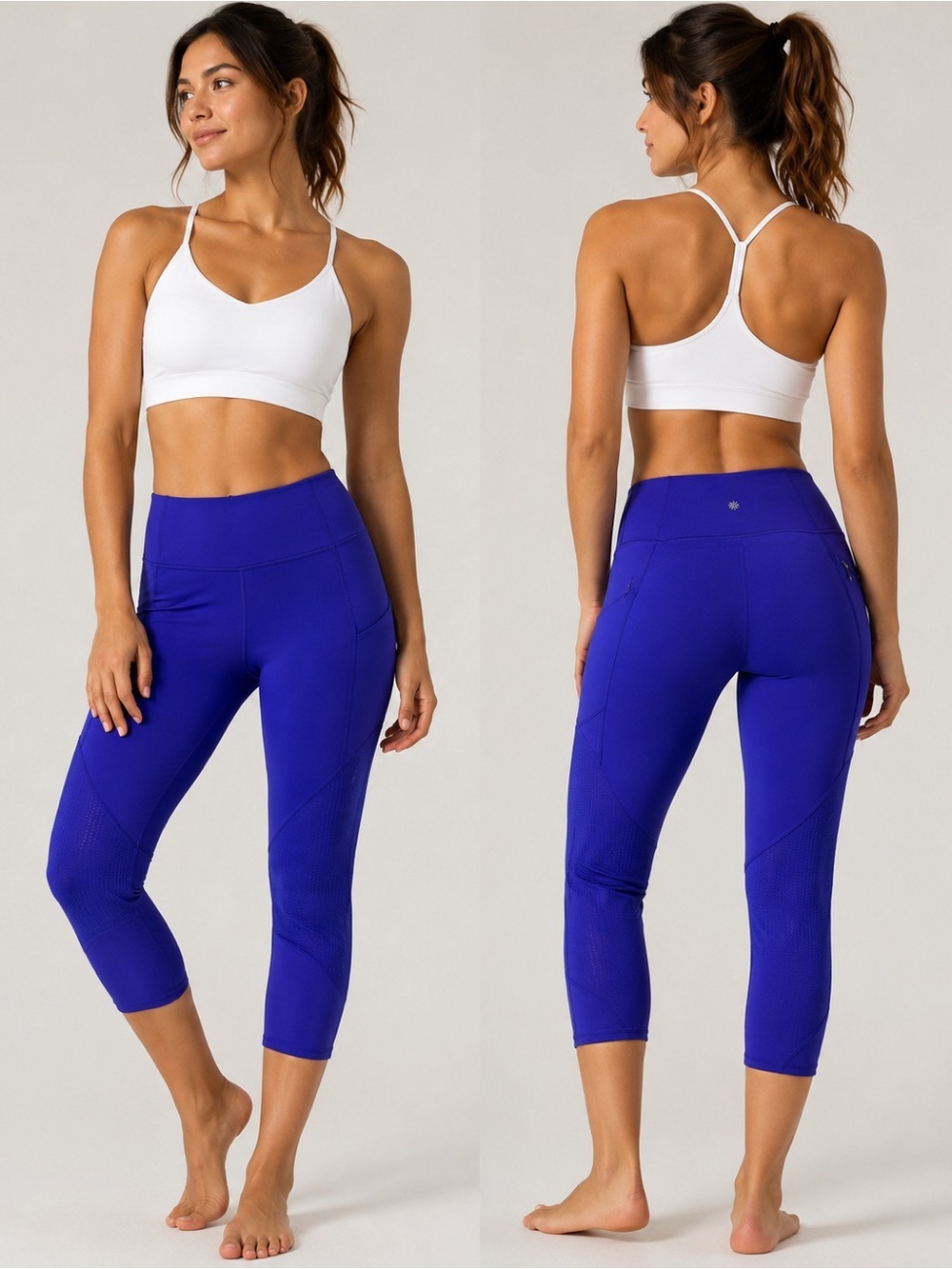 Athleta High-Rise Cropped Active Leggings in Royal Blue with a violet undertone